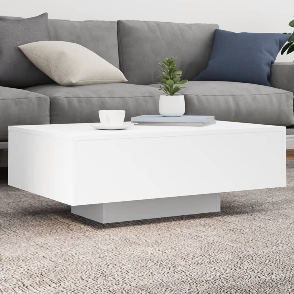 vidaXL Konferenčný stolík s LED svetlami biely 85x55x31 cm