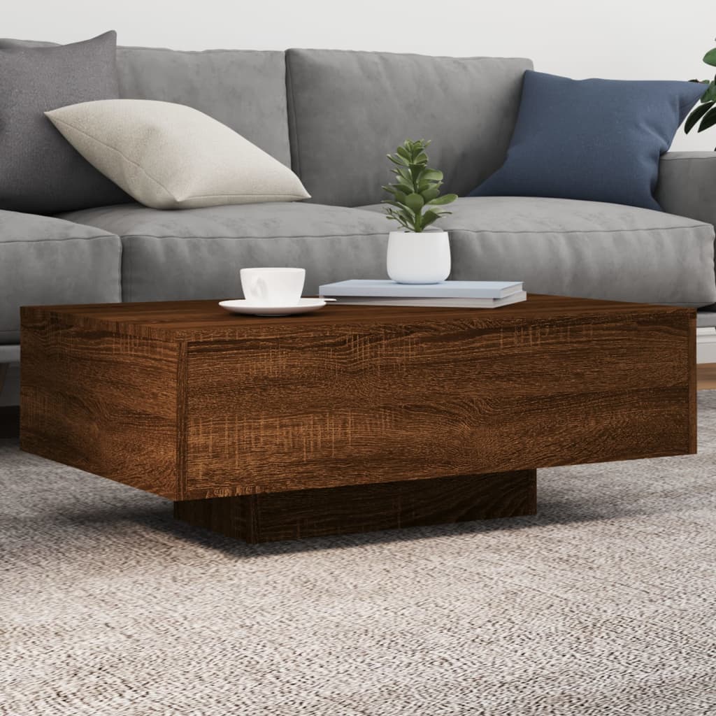 vidaXL Konferenčný stolík s LED svetlami hnedý dub 85x55x31 cm