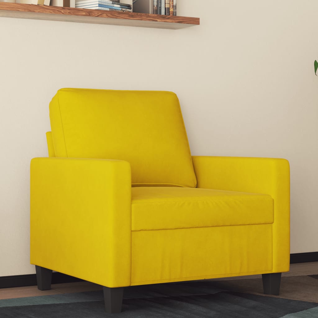 vidaXL Kreslo žlté 60 cm zamat