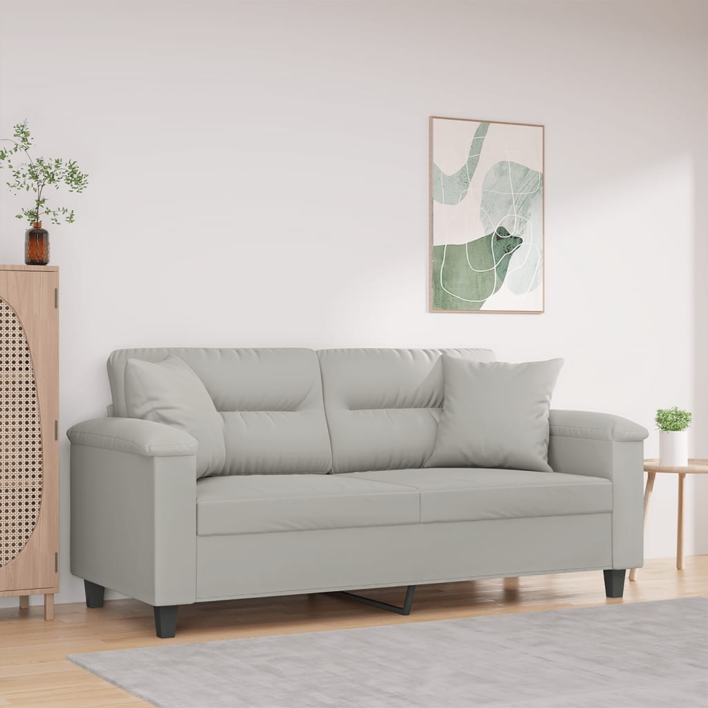 vidaXL 2-miestna pohovka s vankúšmi bledosivá 140 cm mikrovlákno