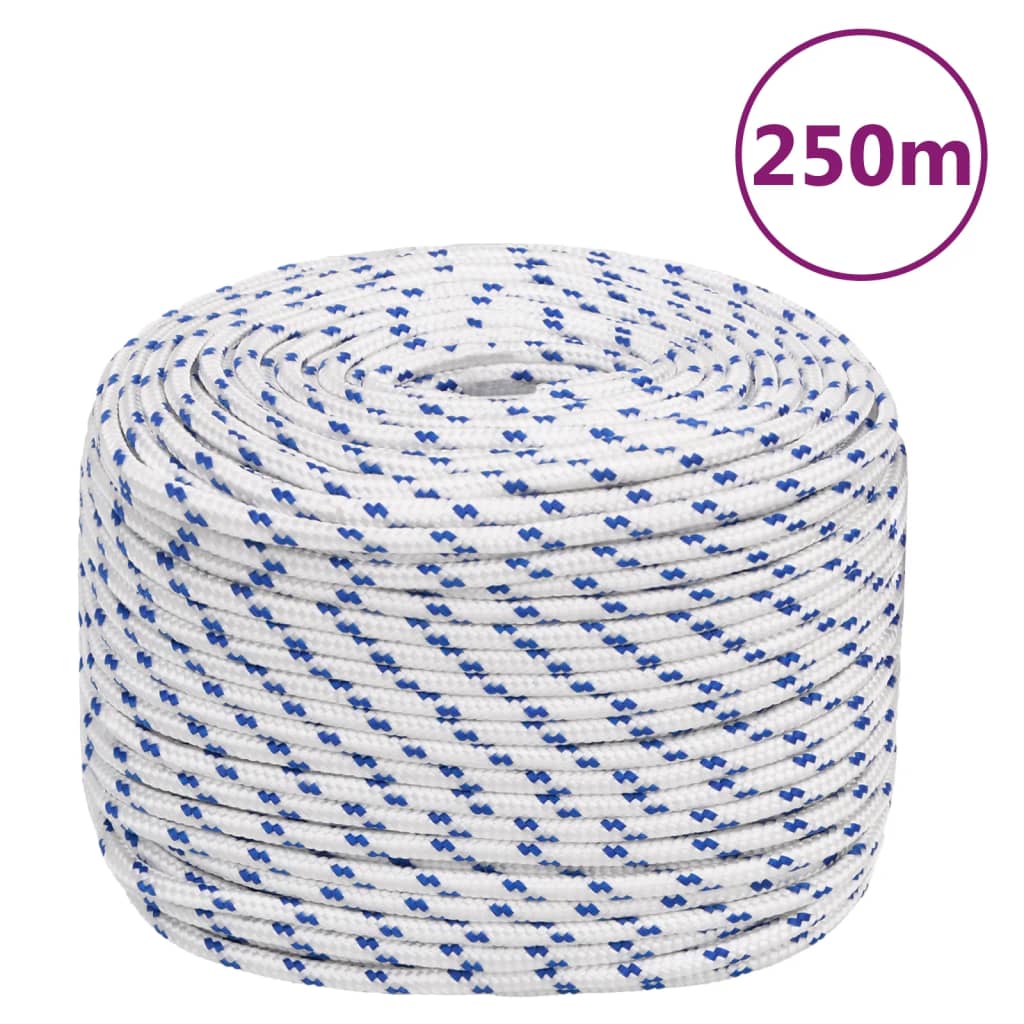 vidaXL Lodné lano biele 8 mm 250 m polypropylén