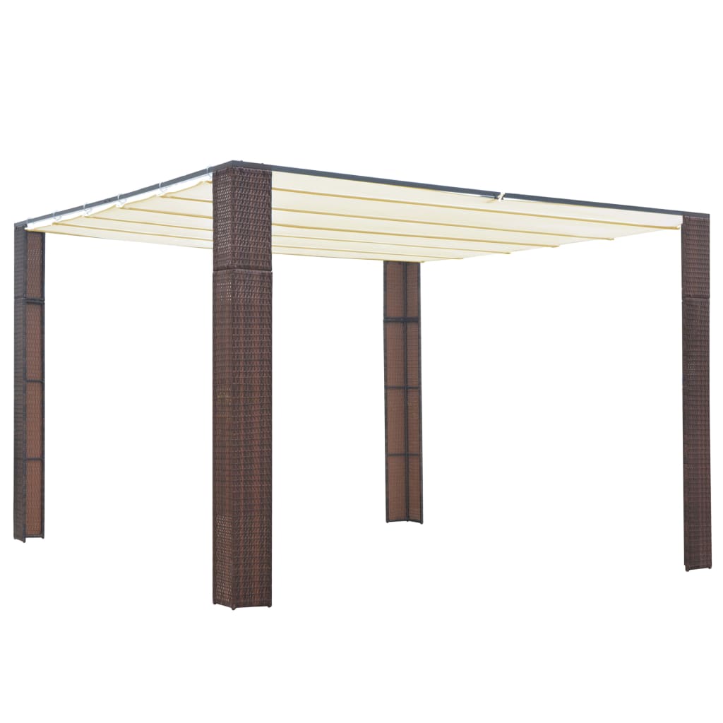 vidaXL Polyratanový altánok so strechou 300x300x200 cm hnedo-krémový