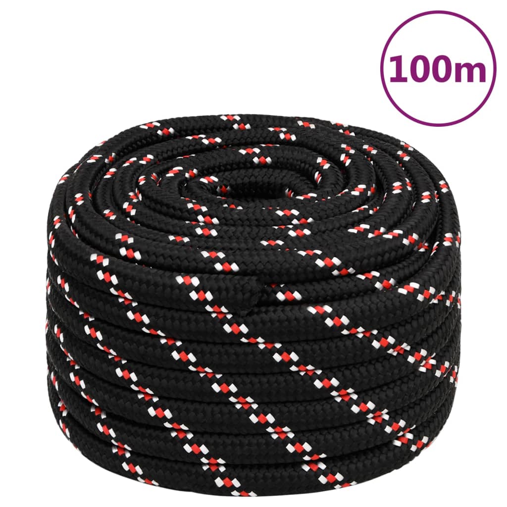 vidaXL Lodné lano čierne 20 mm 100 m polypropylén