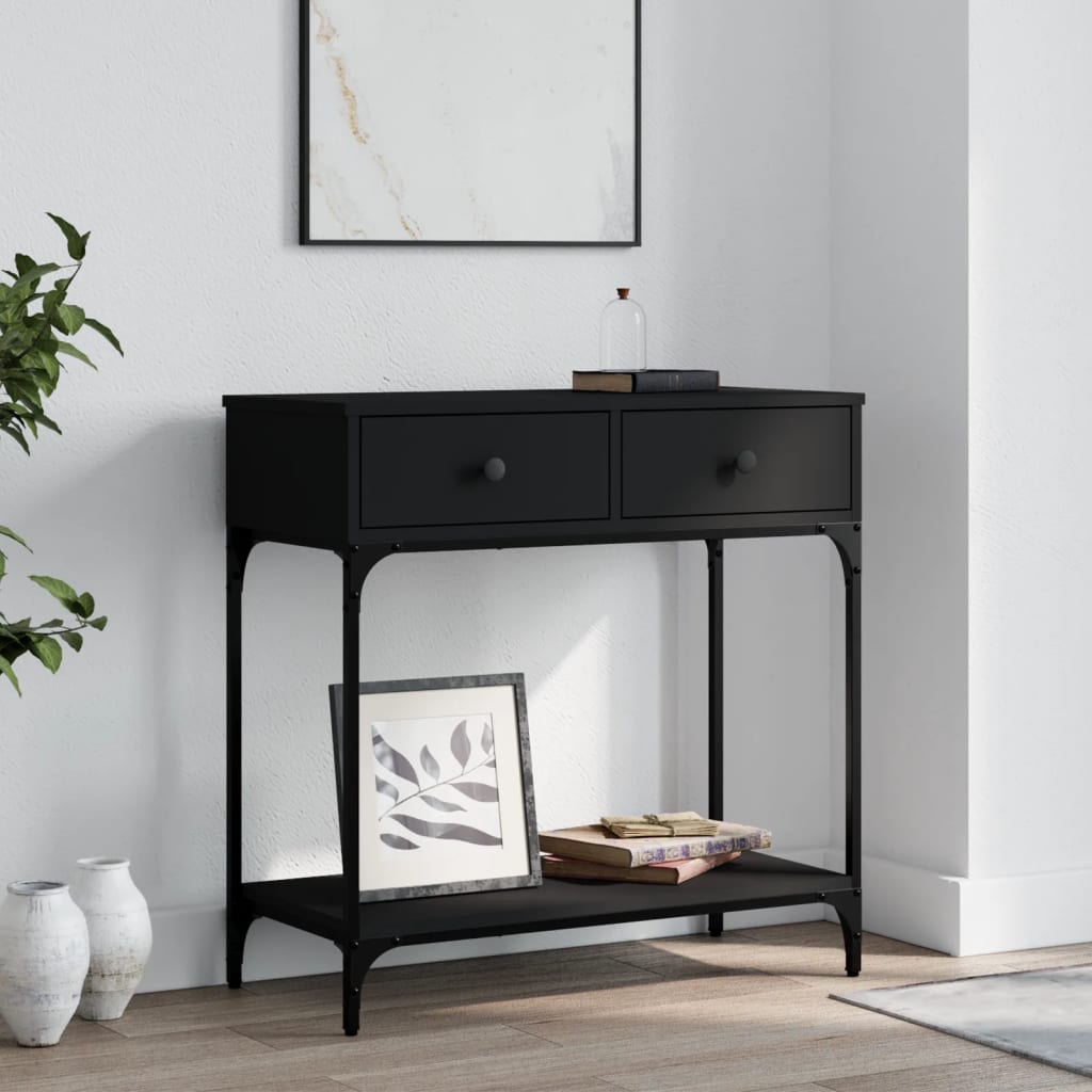 vidaXL Konzolový stolík čierny 75x34,5x75 cm kompozitné drevo