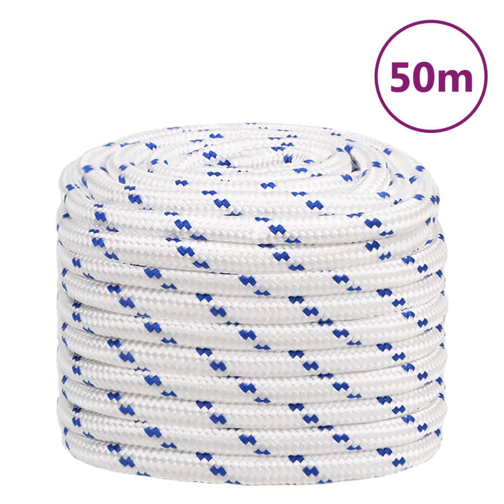 vidaXL Lodné lano biele 20 mm 50 m polypropylén