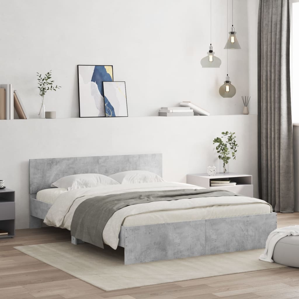 vidaXL Posteľný rám s čelom betónovo sivý 140x200 cm