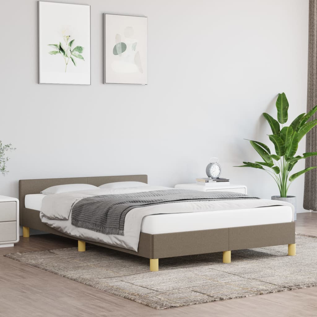 vidaXL Posteľný rám s čelom sivohnedý 120x200 cm látka