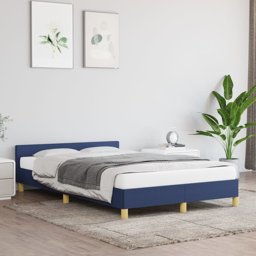 vidaXL Posteľný rám s čelom modrý 120x200 cm látka