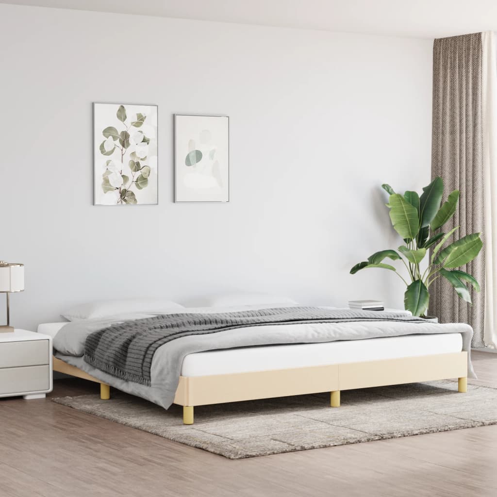 vidaXL Posteľný rám krémový 200x200 cm látka