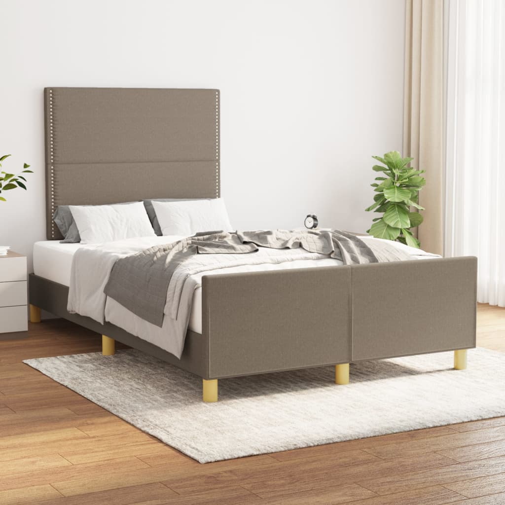 vidaXL Posteľný rám s čelom sivohnedý 120x200 cm látka