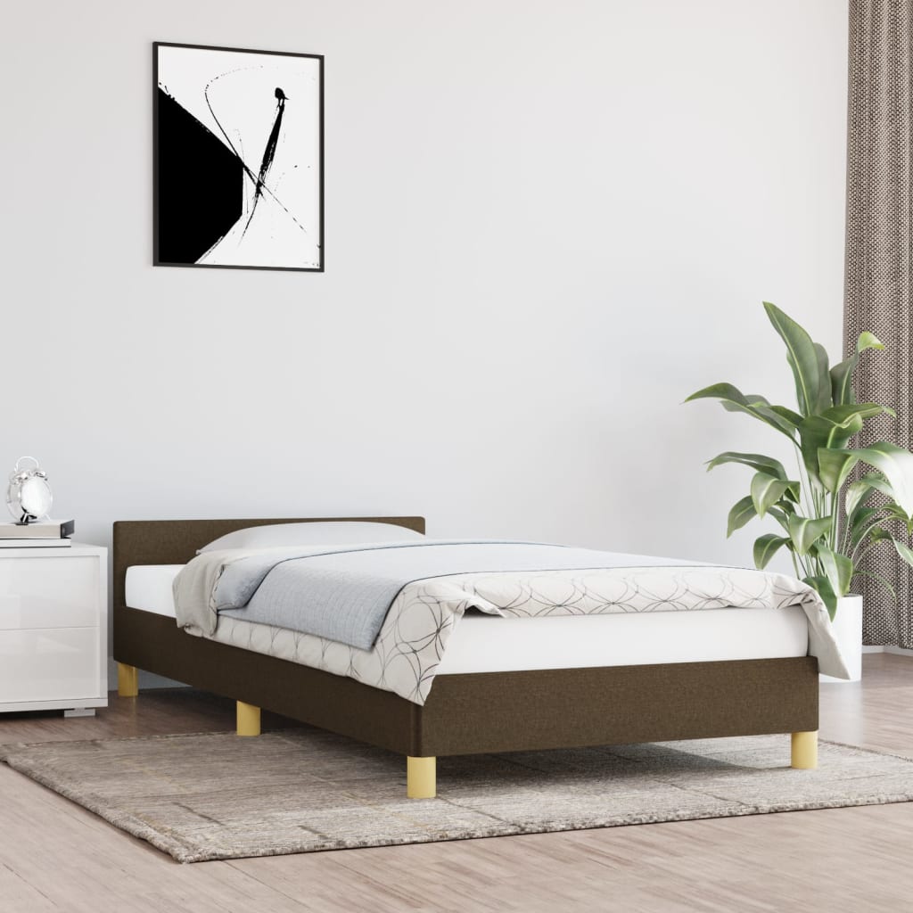 vidaXL Posteľný rám s čelom tmavohnedý 80x200 cm látka