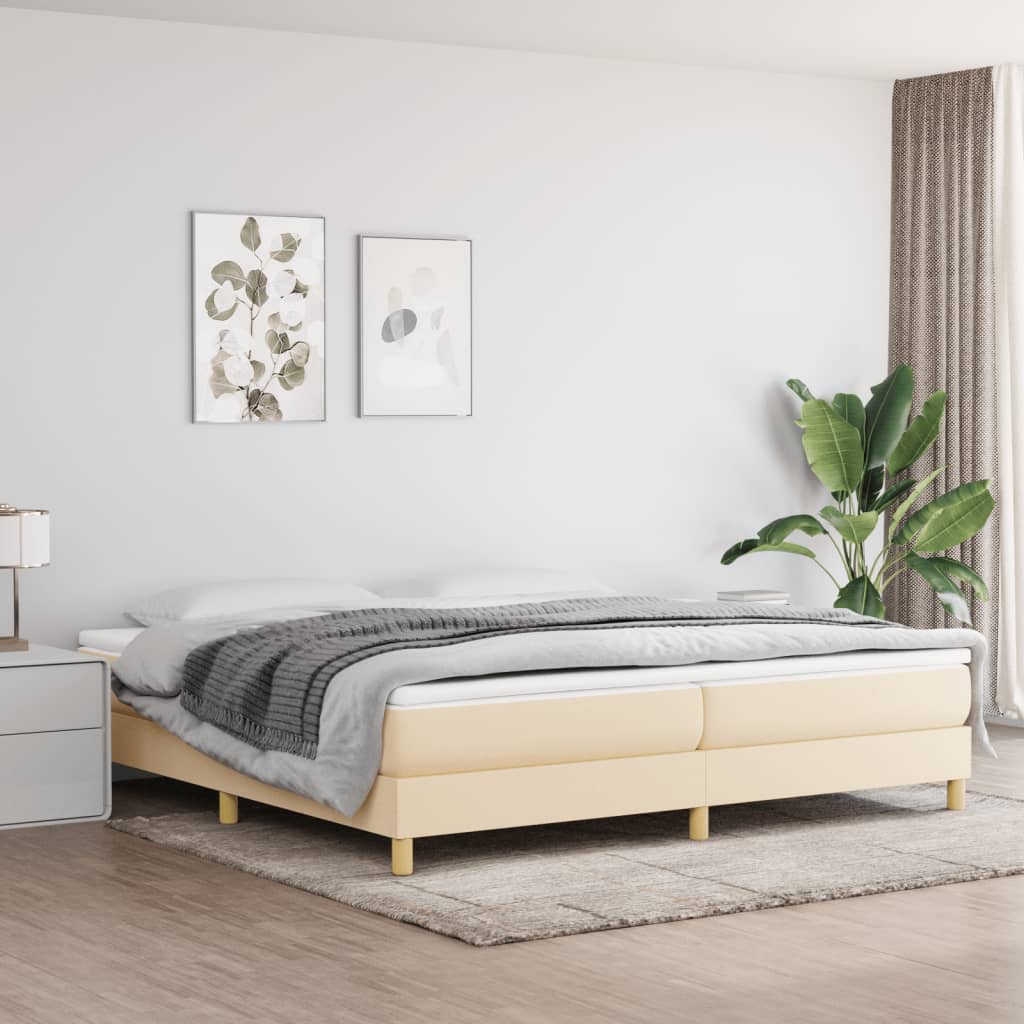 vidaXL Posteľný rám krémový 200x200 cm látka