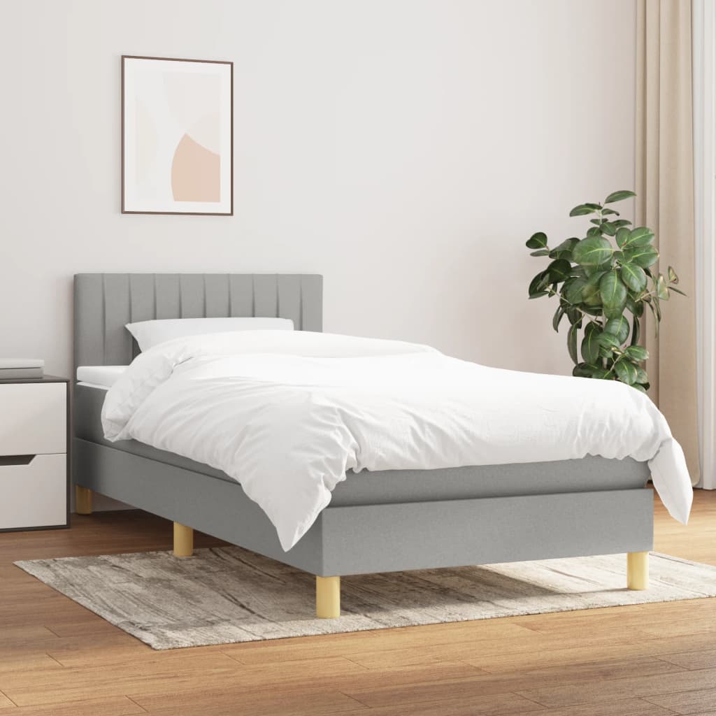 vidaXL Posteľný rám boxsping s matracom bledosivý 80x200 cm látka