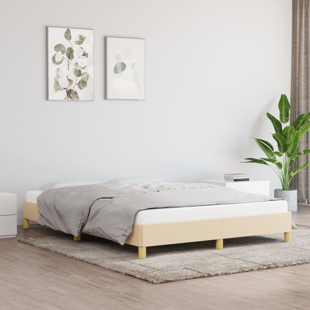 vidaXL Posteľ bez matracakrémová 160x200 cm látka
