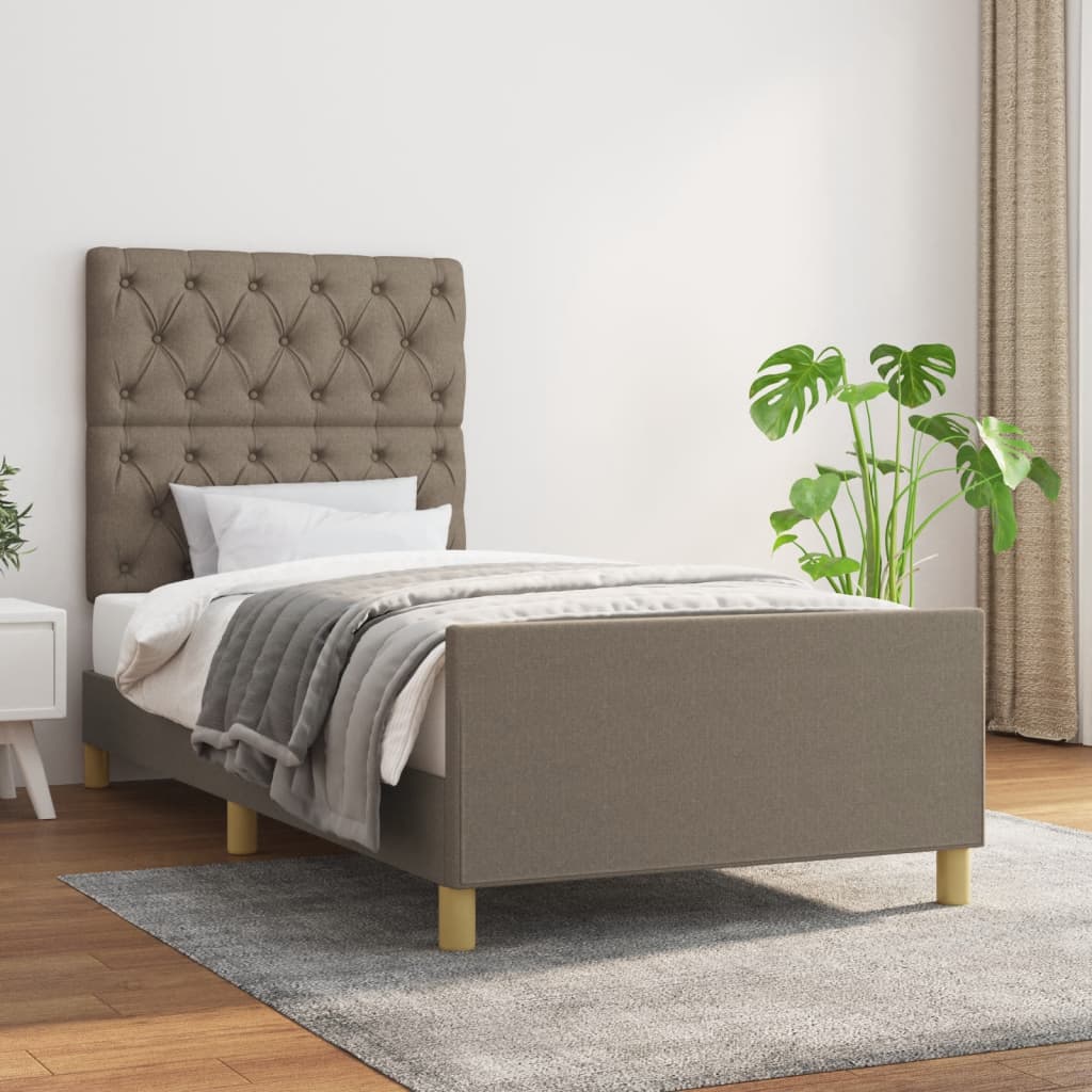 vidaXL Posteľný rám s čelom sivohnedý 80x200 cm látka