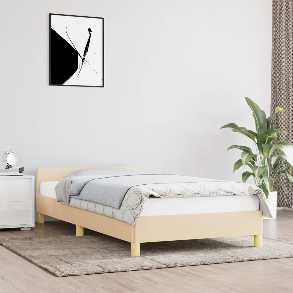 vidaXL Posteľný rám s čelom krémový 80x200 cm látka