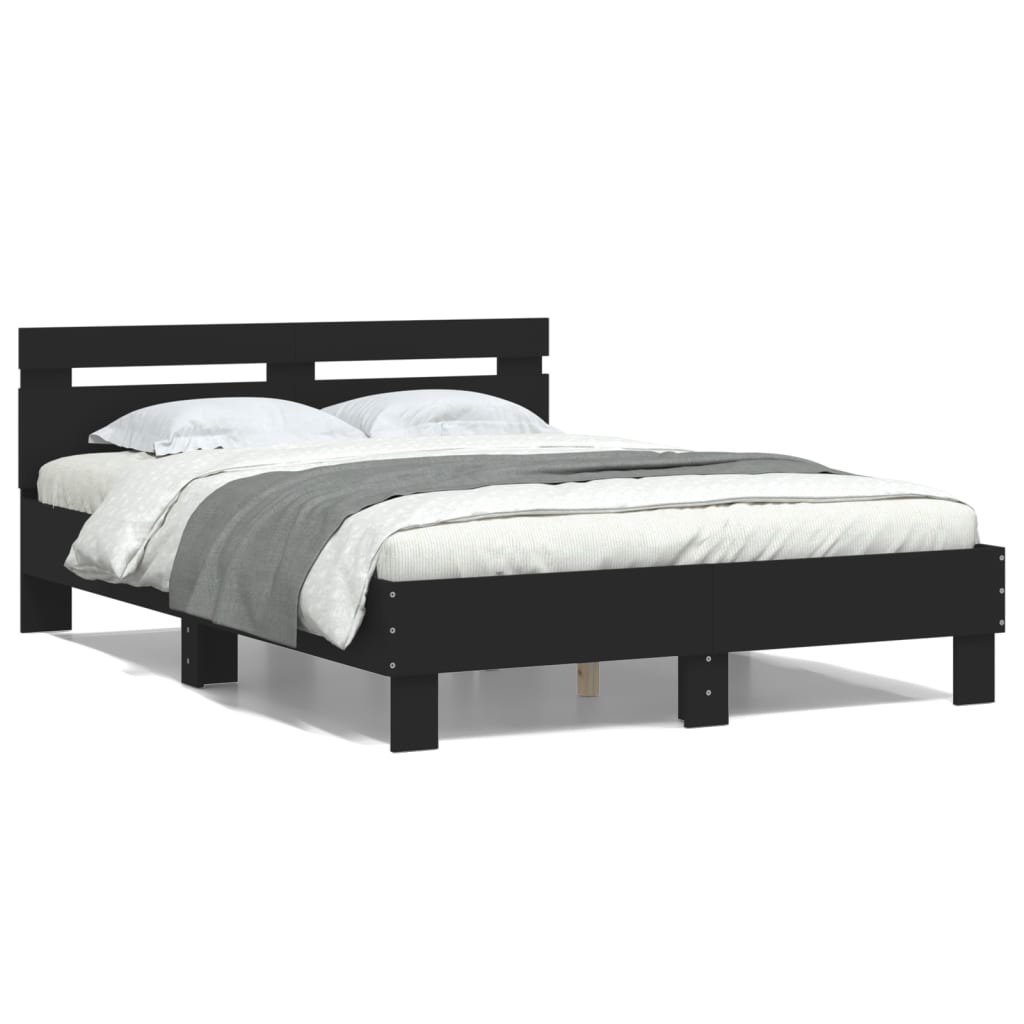 vidaXL Posteľný rám s čelom čierny 135x190 cm kompozitné drevo