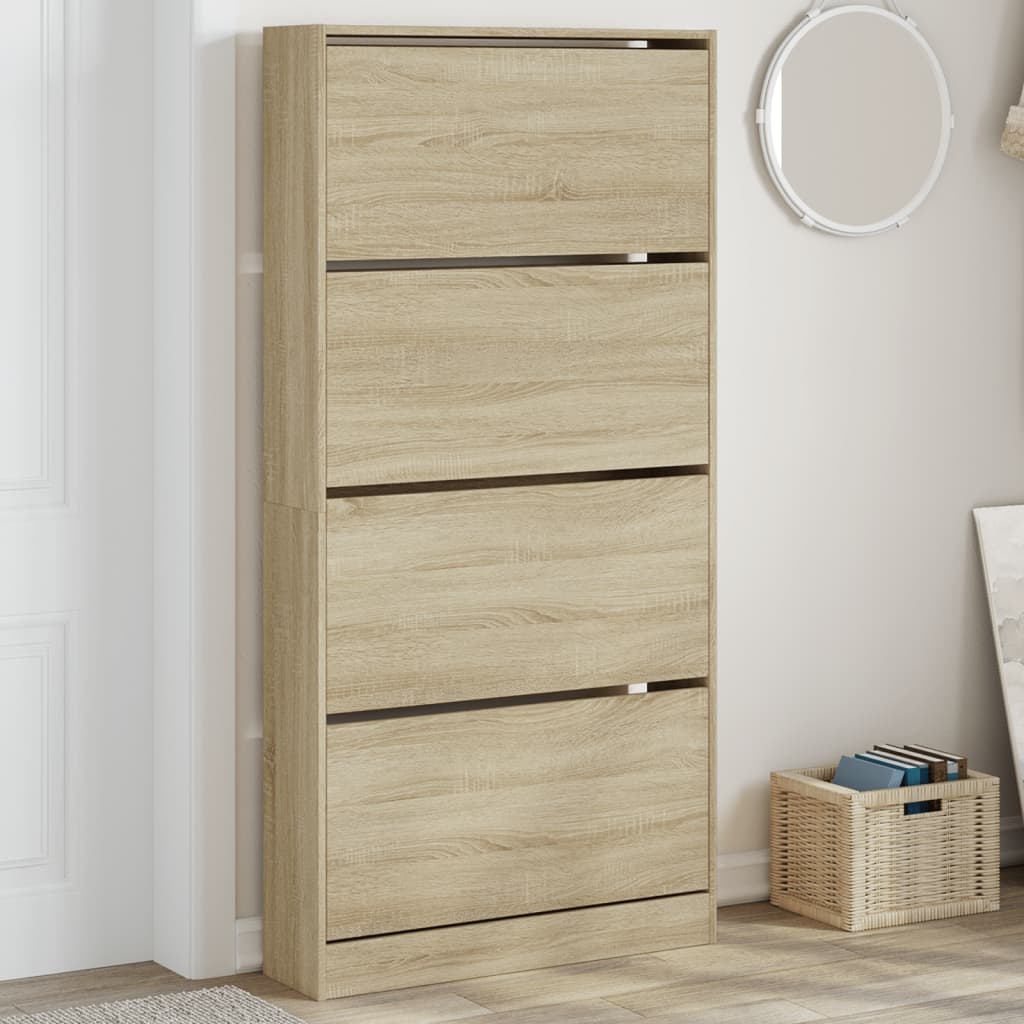 vidaXL Botník so 4 výklopnými zásuvkami dub sonoma 80x21x163,5 cm