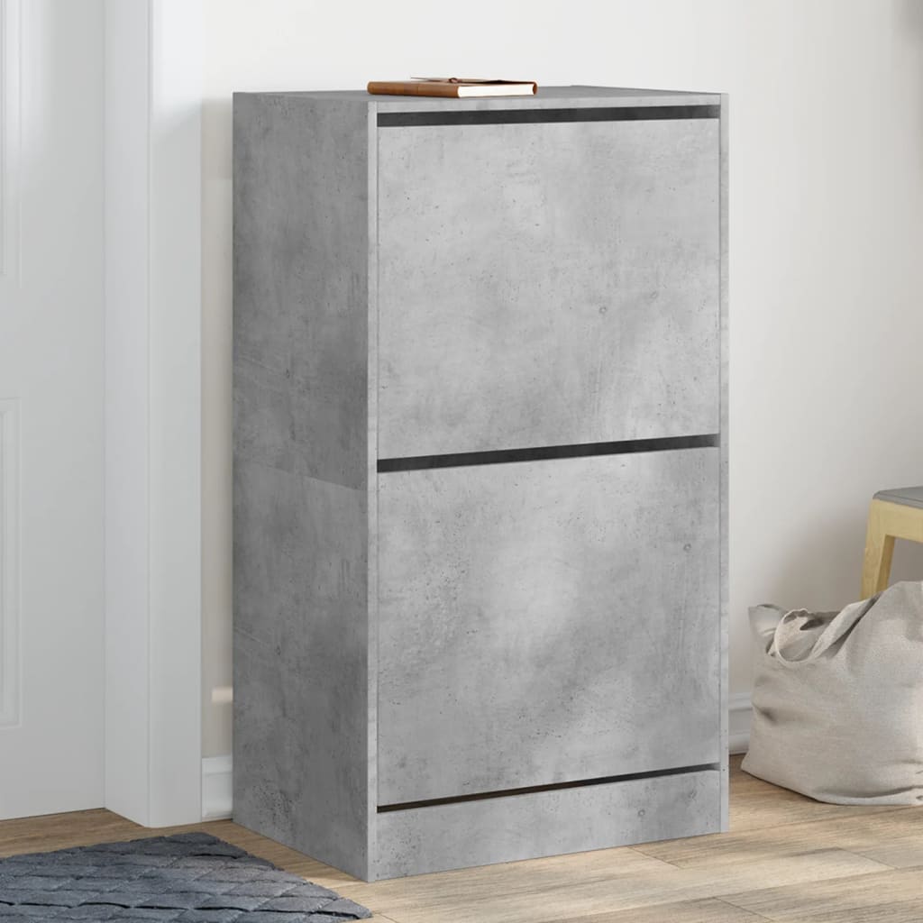 vidaXL Botník s 2 výklopnými zásuvkami betónový sivý 60x42x108 cm