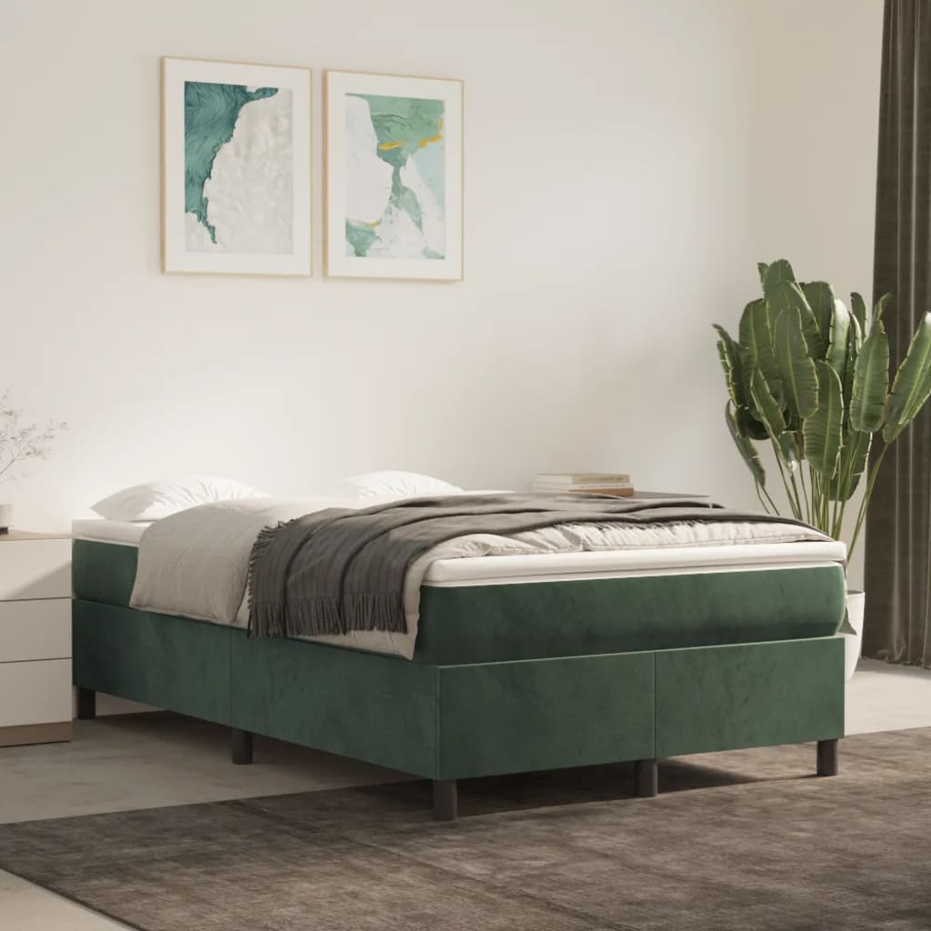 vidaXL Posteľný rám na boxspring tmavozelený 120x200 cm zamat