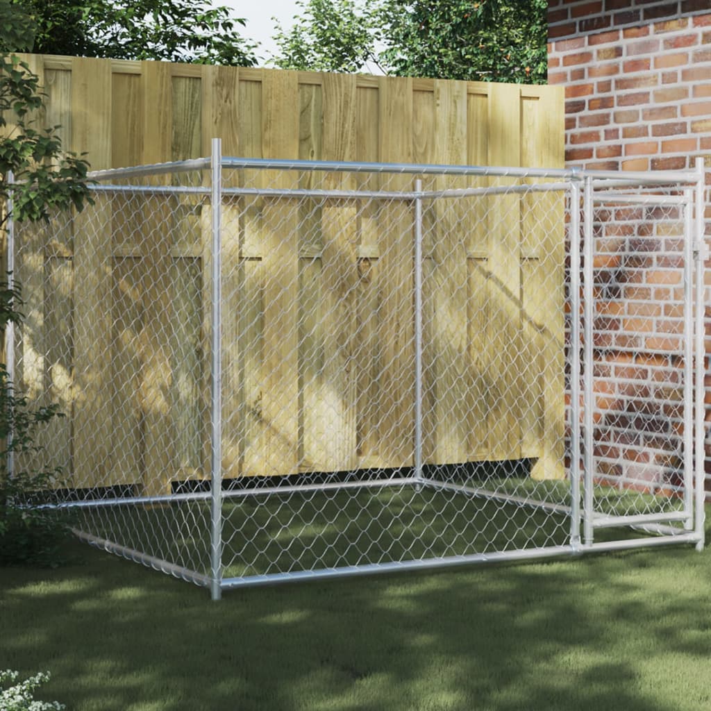 vidaXL Klietka pre psa s dvierkami šedá 2x2x1,5 m pozinkovaná oceľ