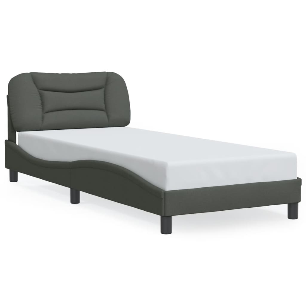vidaXL Posteľný rám s čelom tmavosivý 90x190 cm látka