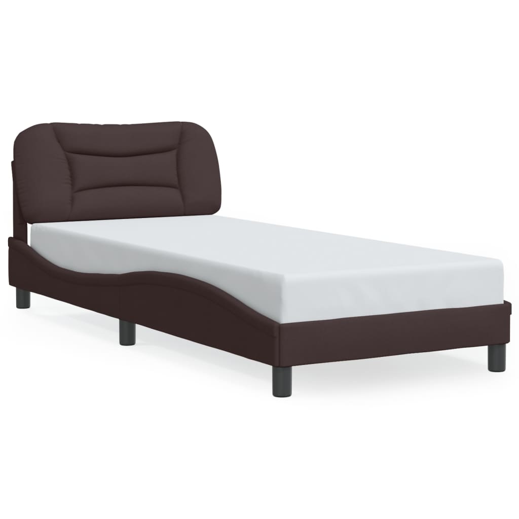 vidaXL Posteľný rám s čelom tmavohnedý 90x200 cm látka