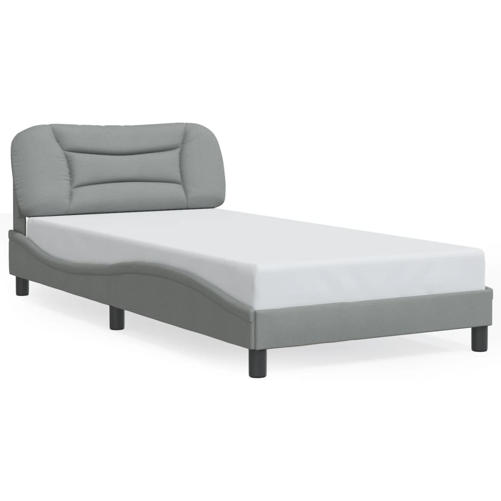 vidaXL Posteľný rám s čelom bledosivý 100x200 cm látka