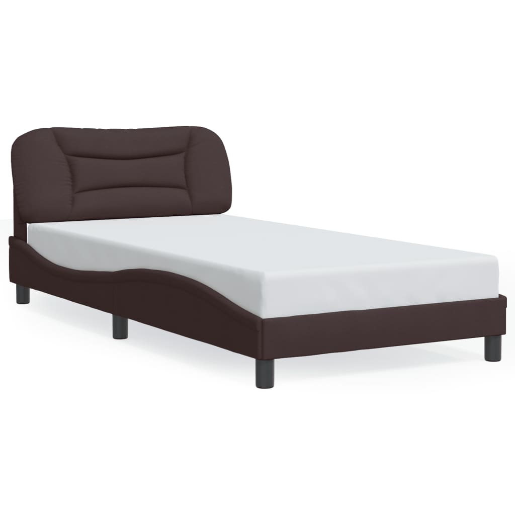 vidaXL Posteľný rám s čelom tmavohnedý 100x200 cm látka