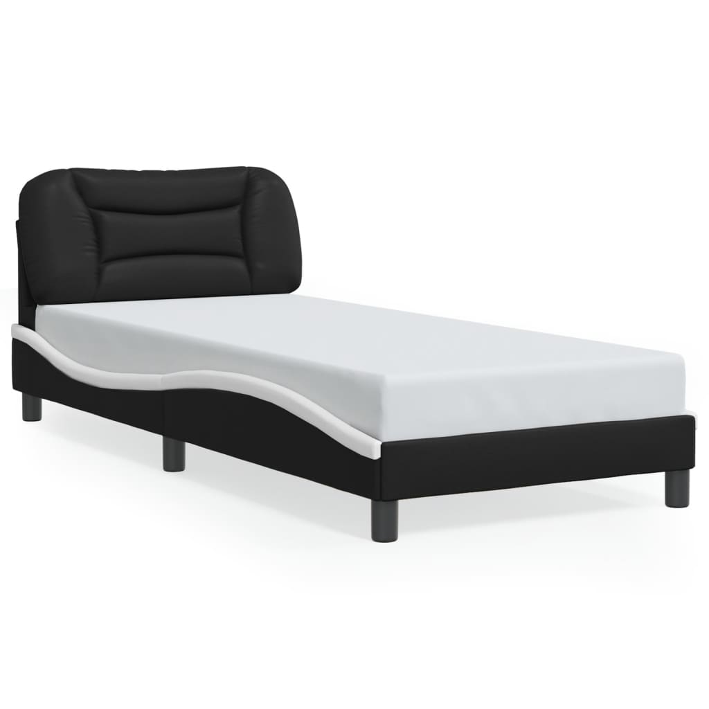 vidaXL Posteľný rám s čelom čierno-biely 80x200 cm umelá koža