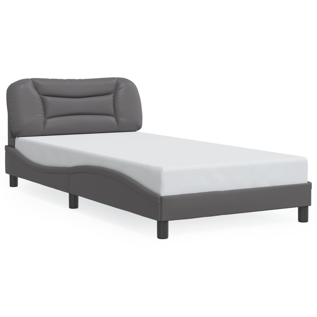vidaXL Posteľný rám s čelom sivý 100x200 cm umelá koža