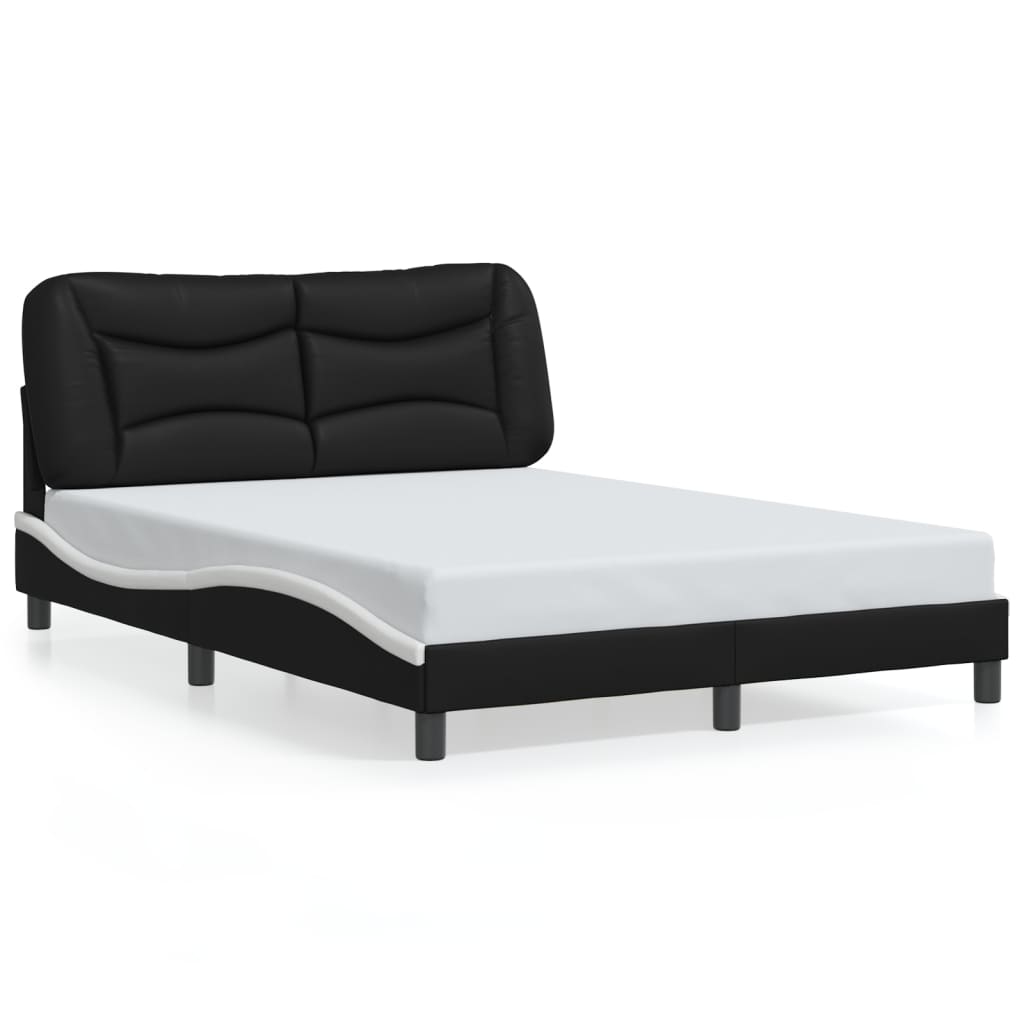 vidaXL Posteľný rám s čelom čierno-biely 120x200 cm umelá koža