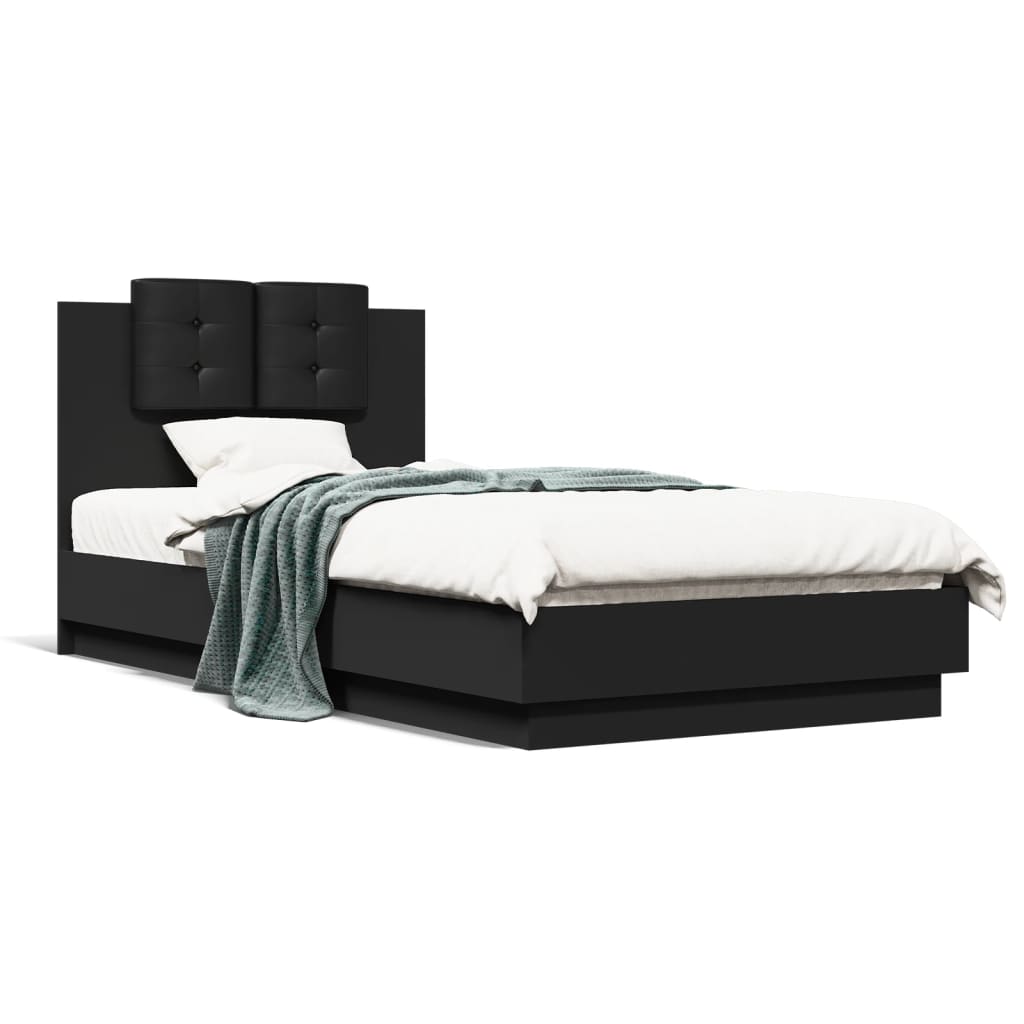 vidaXL Posteľný rám s čelom čierny 75x190 cm kompozitné drevo