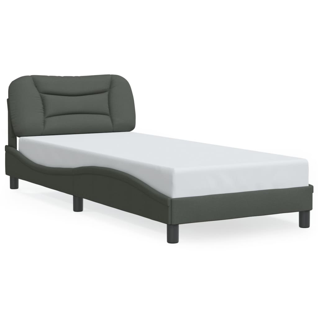 vidaXL Posteľný rám s LED svetlami tmavosivý 90x190 cm látka