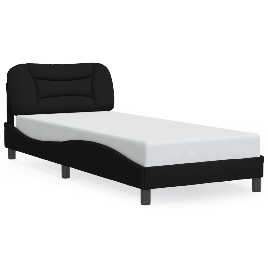 vidaXL Posteľný rám s LED svetlami čierny 90x190 cm látka