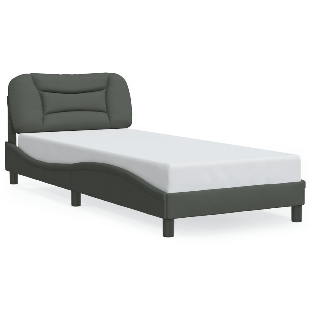 vidaXL Posteľný rám s LED svetlami tmavosivý 90x200 cm látka