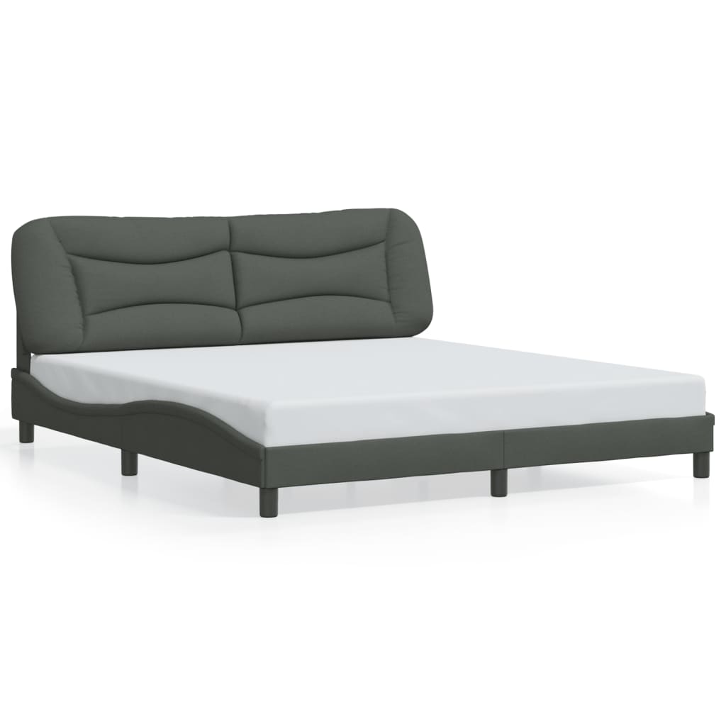vidaXL Posteľný rám s LED svetlami tmavosivý 180x200 cm látka