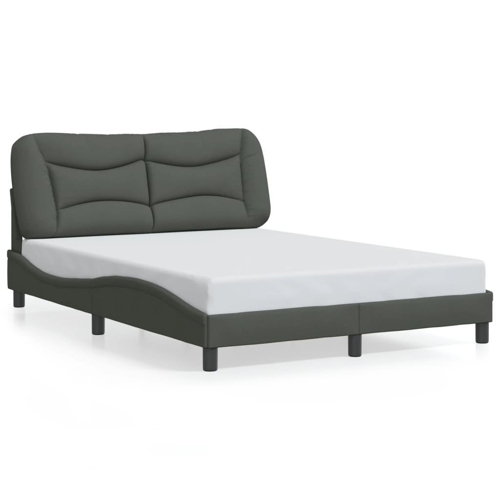 vidaXL Posteľný rám s LED svetlami tmavosivý 140x190 cm látka