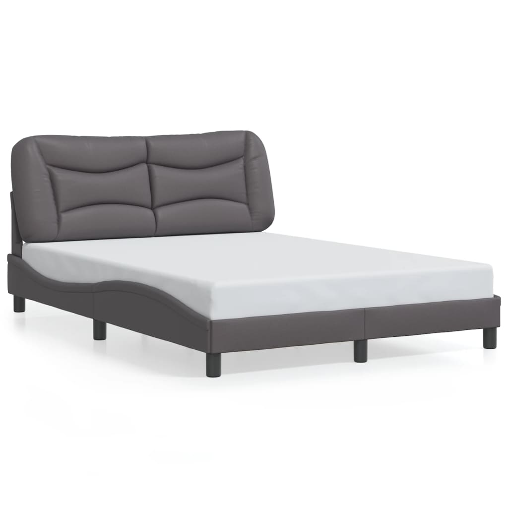 vidaXL Posteľný rám s LED svetlami, sivý 120x200 cm, umelá koža