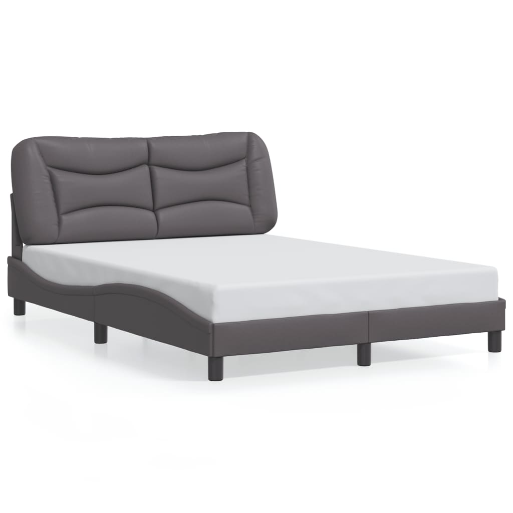 vidaXL Posteľný rám s LED svetlami, sivý 140x200 cm, umelá koža