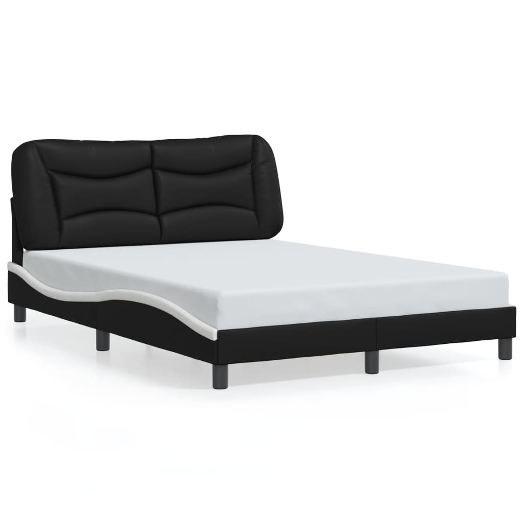 vidaXL Posteľný rám s LED svetlami, čierno biely 120x200cm, umelá koža