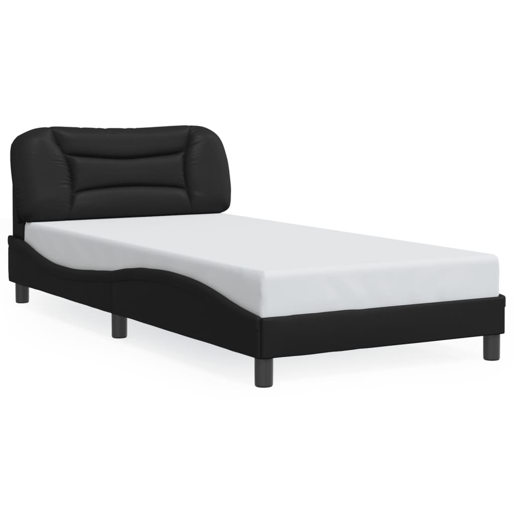 vidaXL Posteľný rám s LED svetlami, čierny 100x200 cm, umelá koža
