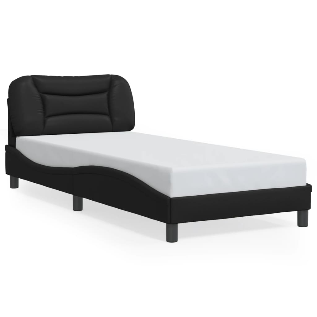 vidaXL Posteľný rám s LED svetlami, čierny 80x200 cm, umelá koža