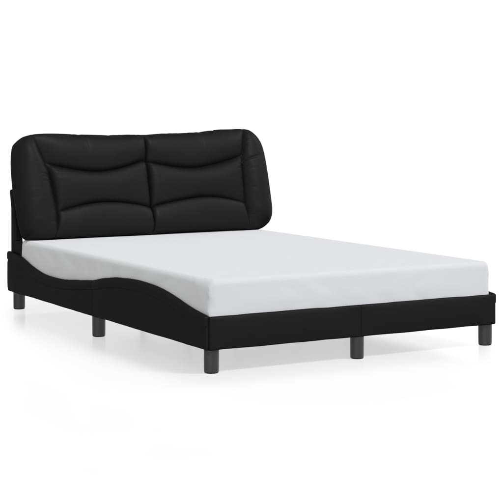 vidaXL Posteľný rám s LED svetlami, čierny 120x200 cm, umelá koža