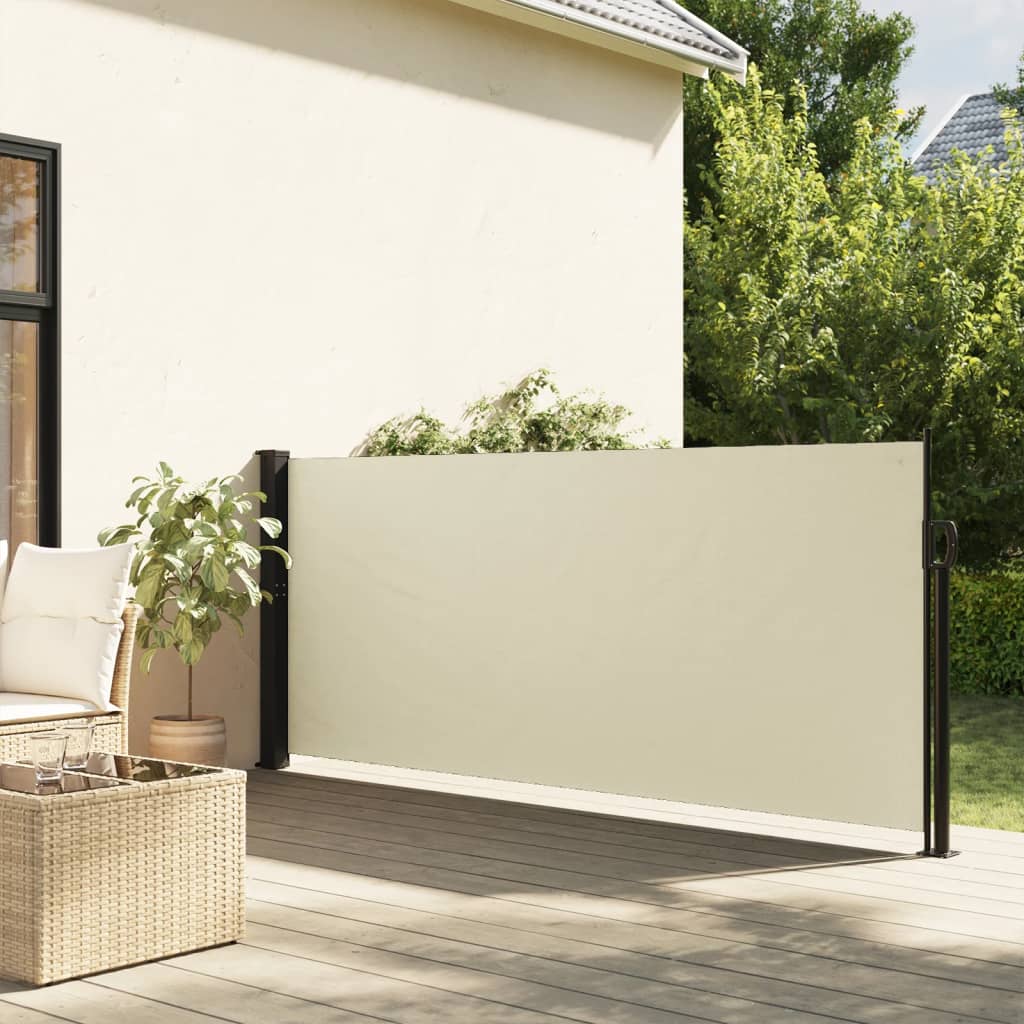 vidaXL Zaťahovacia bočná markíza, krémová 140x500 cm