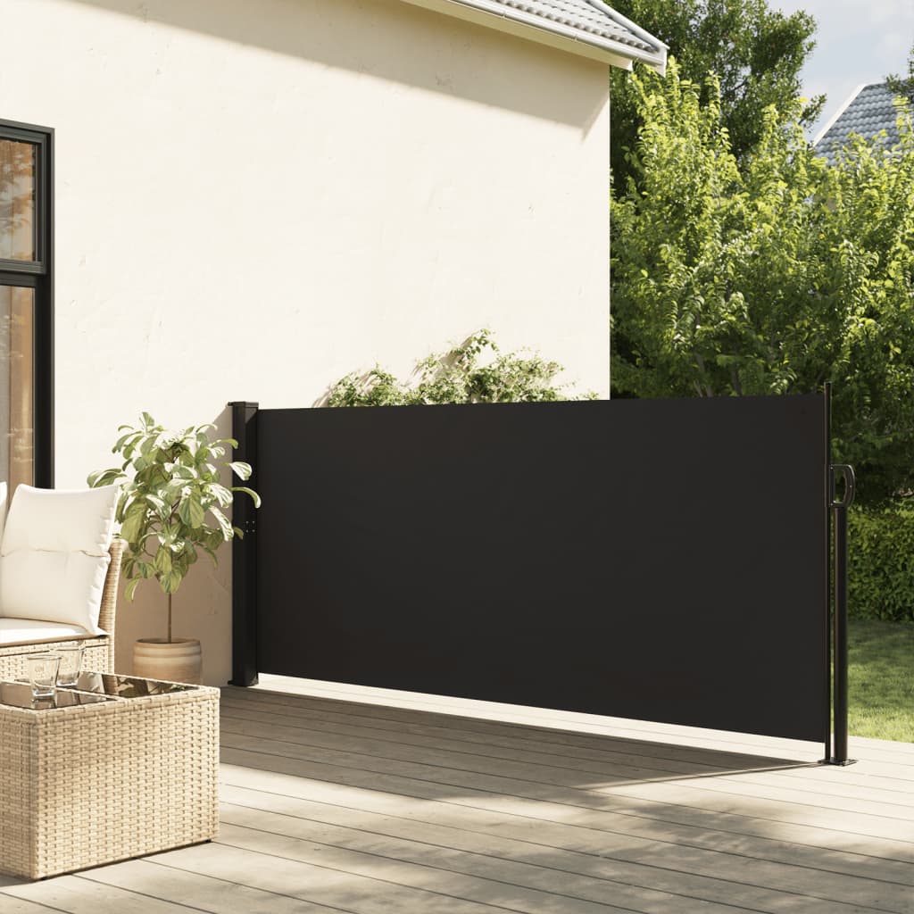 vidaXL Zaťahovacia bočná markíza, čierna 140x600 cm