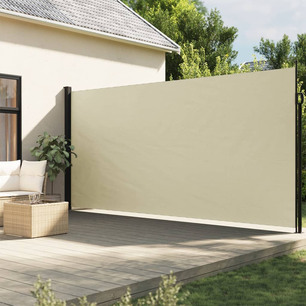 vidaXL Zaťahovacia bočná markíza, krémová 200x600 cm