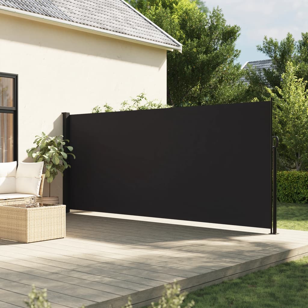 vidaXL Zaťahovacia bočná markíza, čierna 160x600 cm
