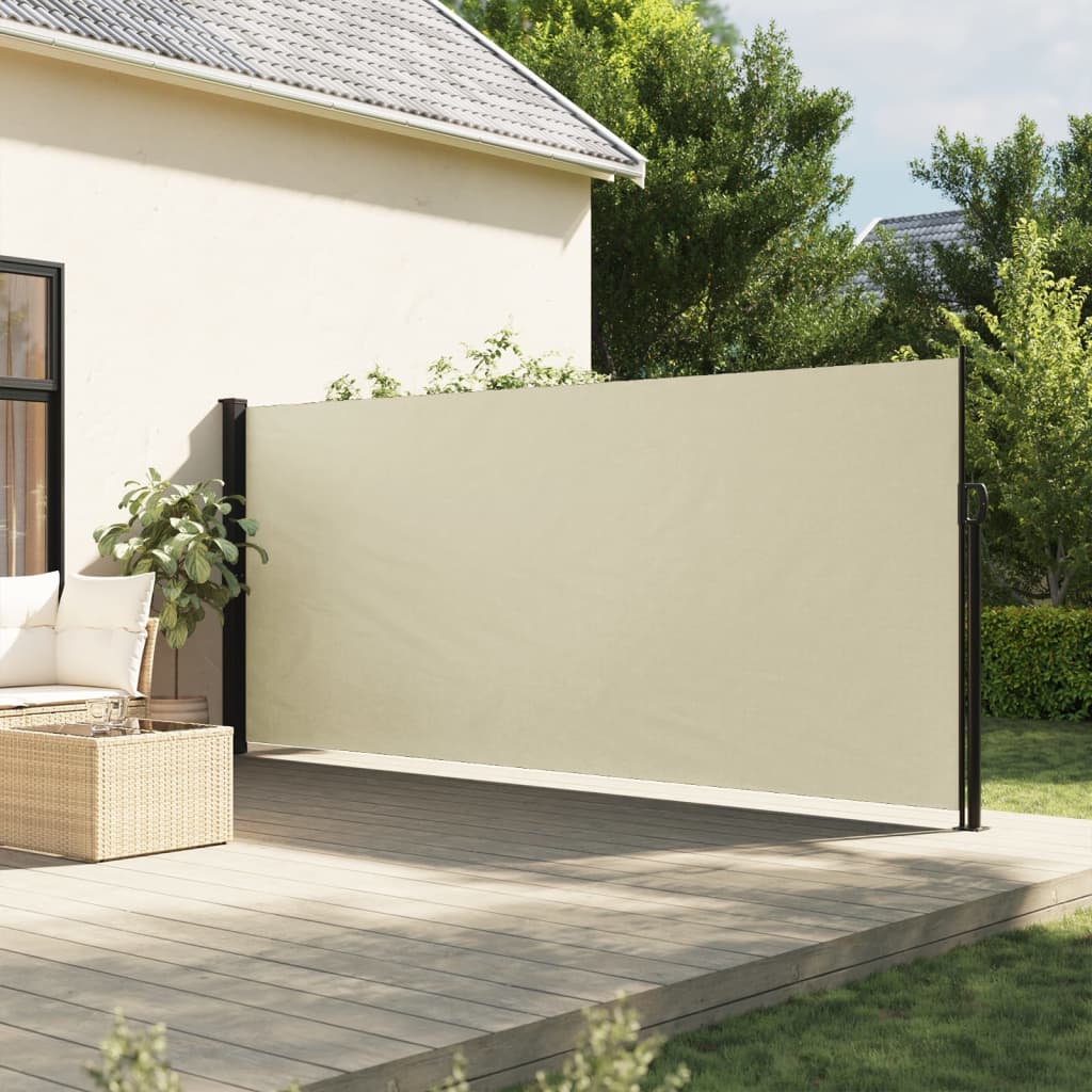 vidaXL Zaťahovacia bočná markíza, krémová 180x600 cm