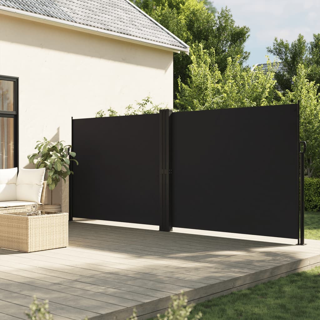vidaXL Zaťahovacia bočná markíza, čierna 180x600 cm